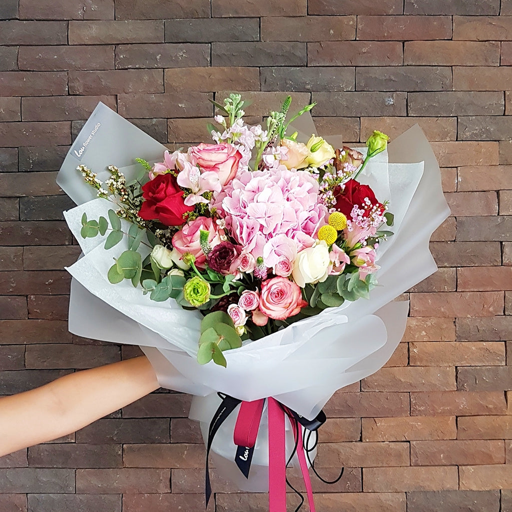 Pink Hydrangea Lush Bouquet - Lou Flower Studio