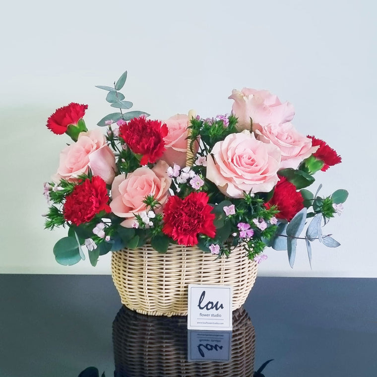 Standard Roses and Carnations Basket