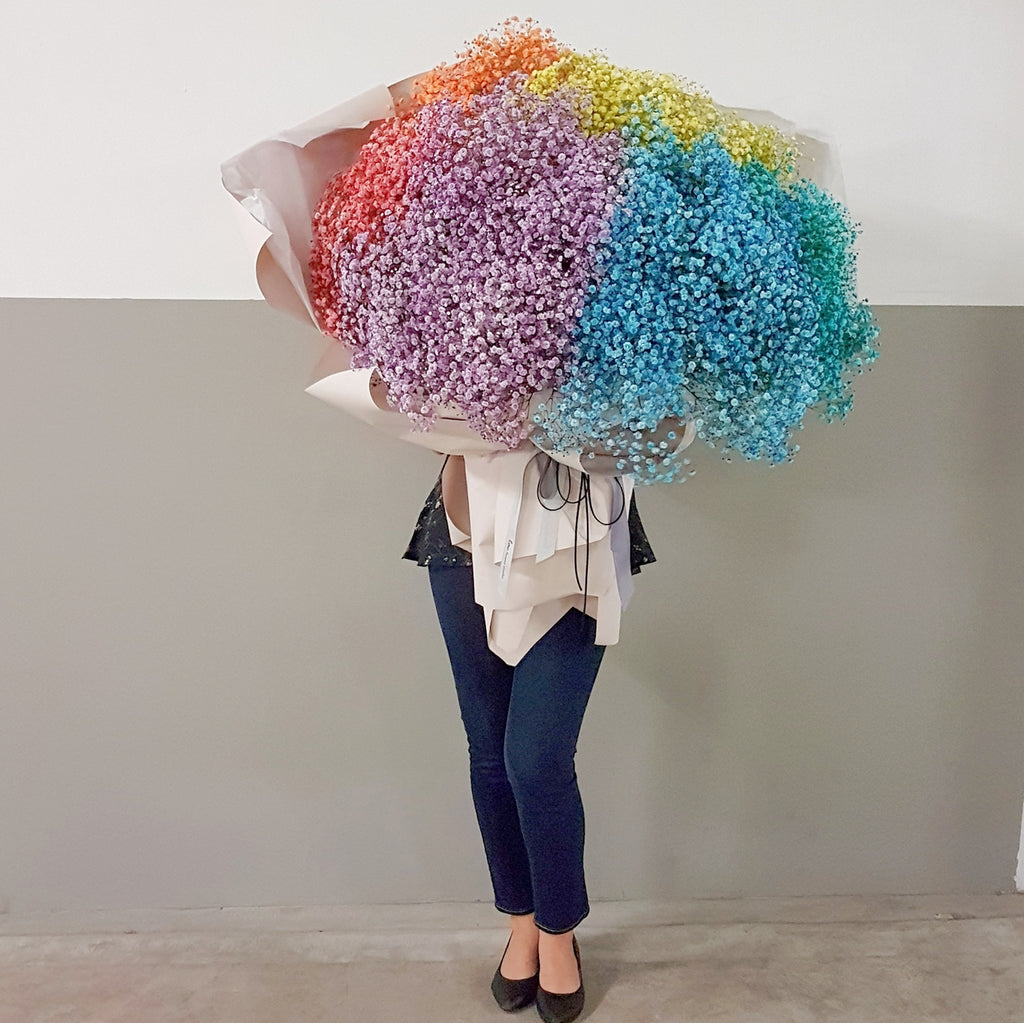 Rainbow baby’s breath bouquet - Lou Flower Studio