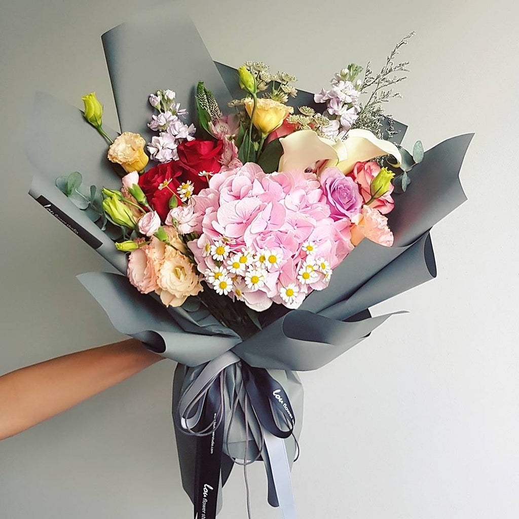 Pink Hydrangea Lush Bouquet - Lou Flower Studio